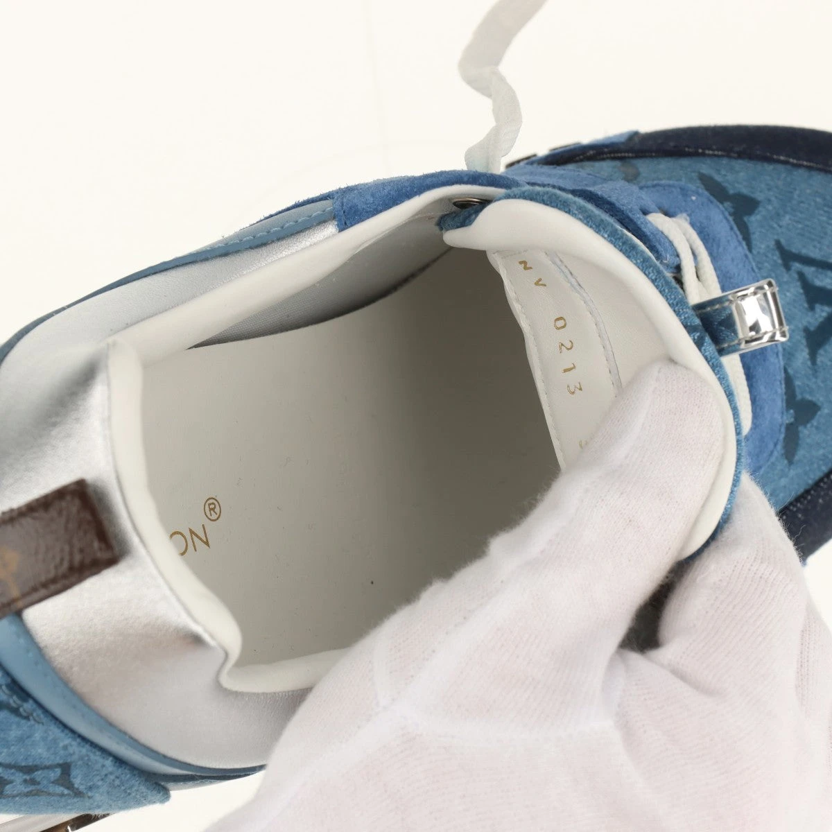 ヴィトン ランアウェイライン 23年 デニム×レザー スニーカー 38 1/2