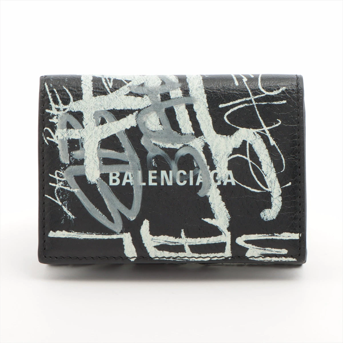 美品　バレンシアガ　折財布　エブリデイ　札入れ　レザー　ロゴ　ブラック Brandol / BALENCIAGA バレンシアガ 三つ折り財布 エブリデイ