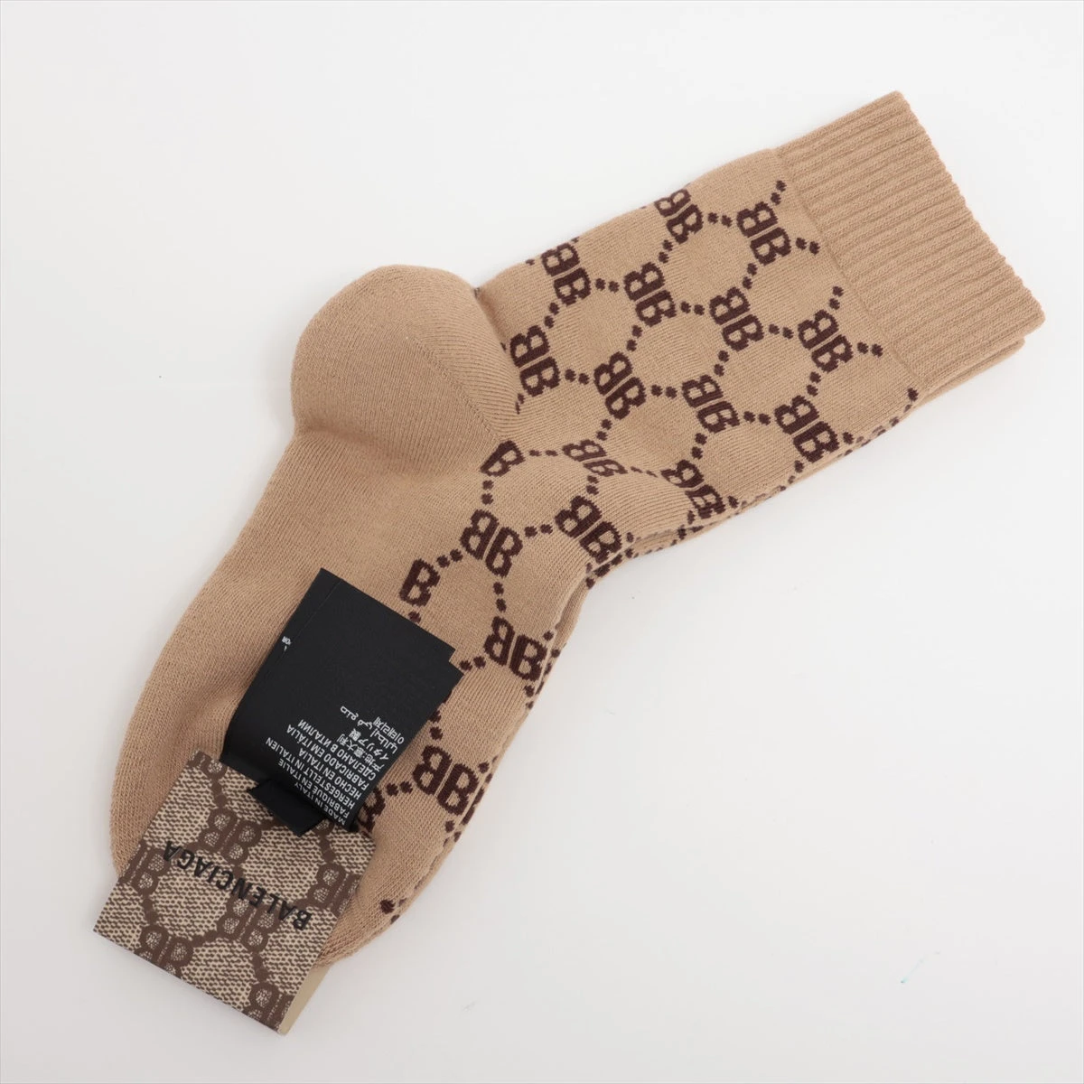 【未使用】 バレンシアガ グッチ 靴下 ソックス コットン 18-20cm 新品!!】グッチxバレンシアガ コラボ BB柄ソックス 靴下 ブラック□