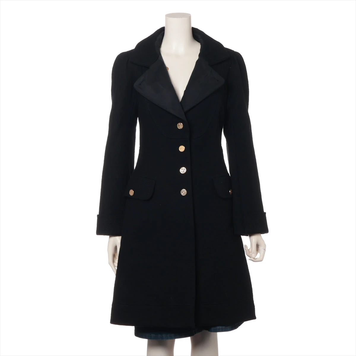 ヴィトン 06AW ウール コート 36 レディース ブラック RW062A 毛羽立ち