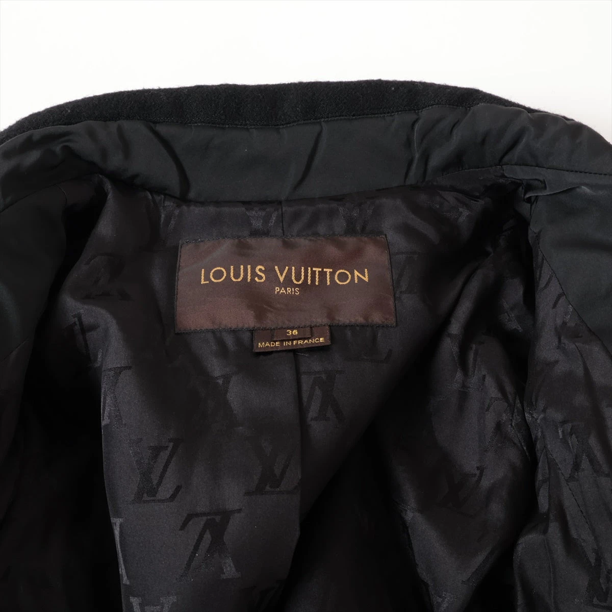 ヴィトン 06AW ウール コート 36 レディース ブラック RW062A 毛羽立ち