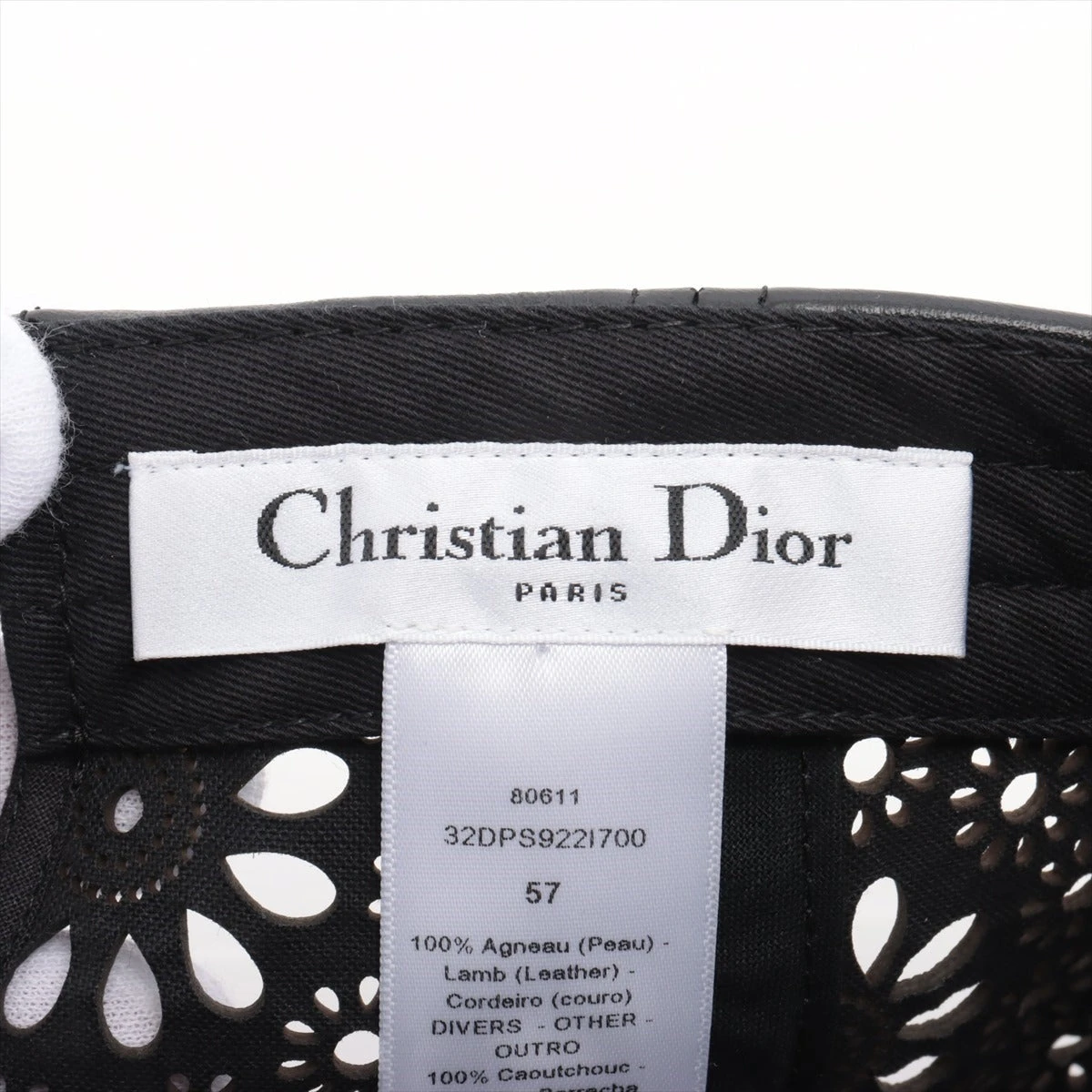 Christian Dior ブラック キャップ 57 ディオール キャップ 57 レザー ブラック 32DPS922I700 A3456900