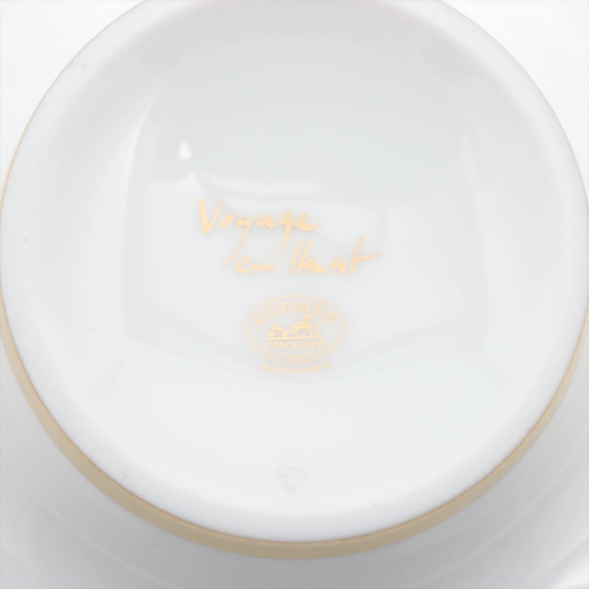 エルメス ヴォヤージュアンイカット カップ&ソーサー 陶器 底印「雪の 