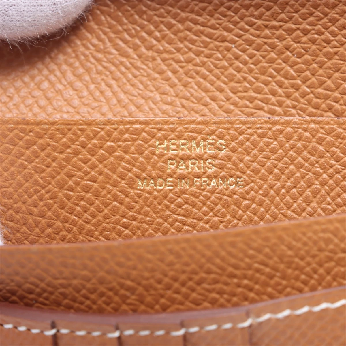 エルメス ベアンコンパクト ヴォーエプソン 二つ折り財布 ゴールド 