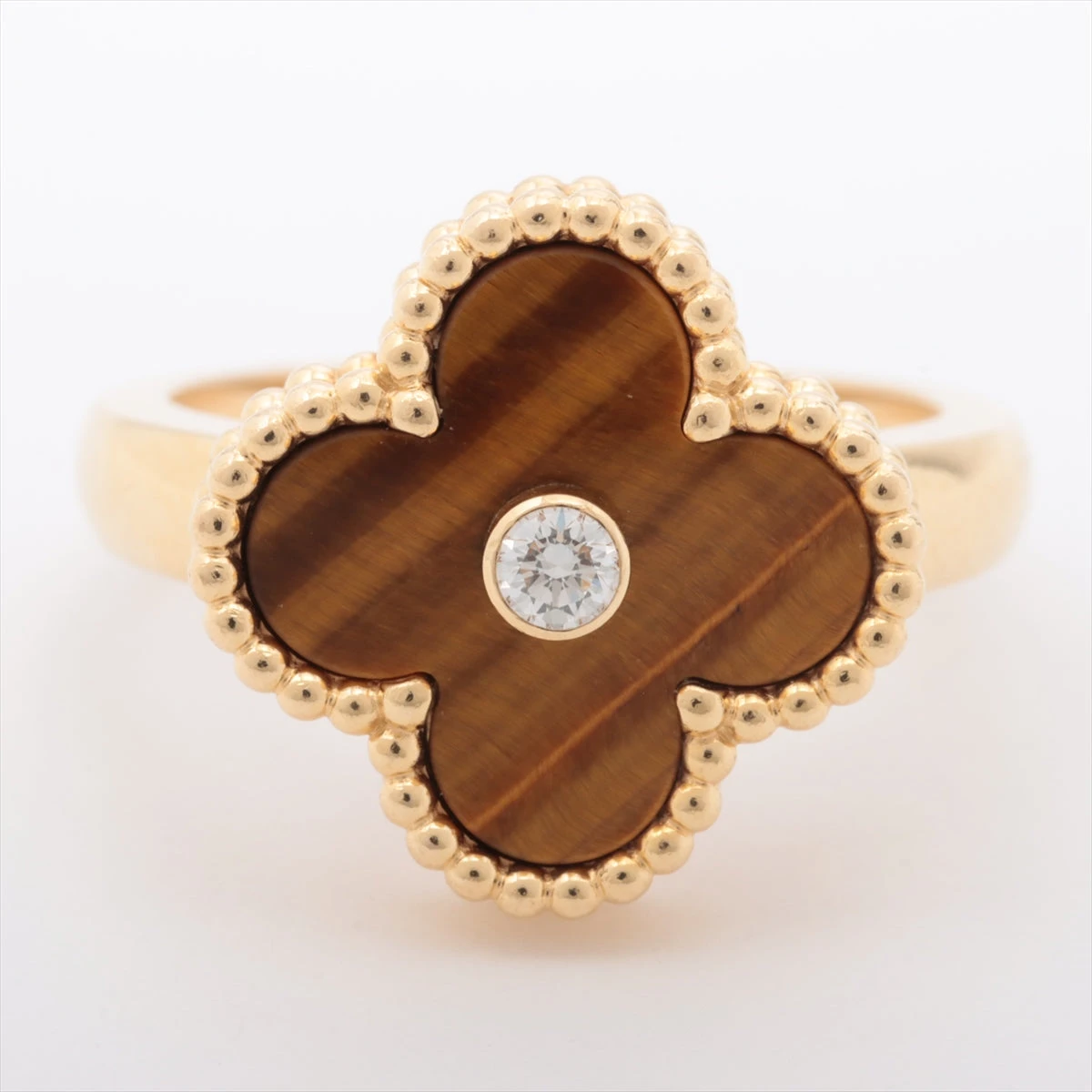 VCA ヴィンテージ アルハンブラ リング タイガーズアイ 18K YG Van Cleef ＆ Arpels】ヴァンクリーフ&アーペル『K18YG