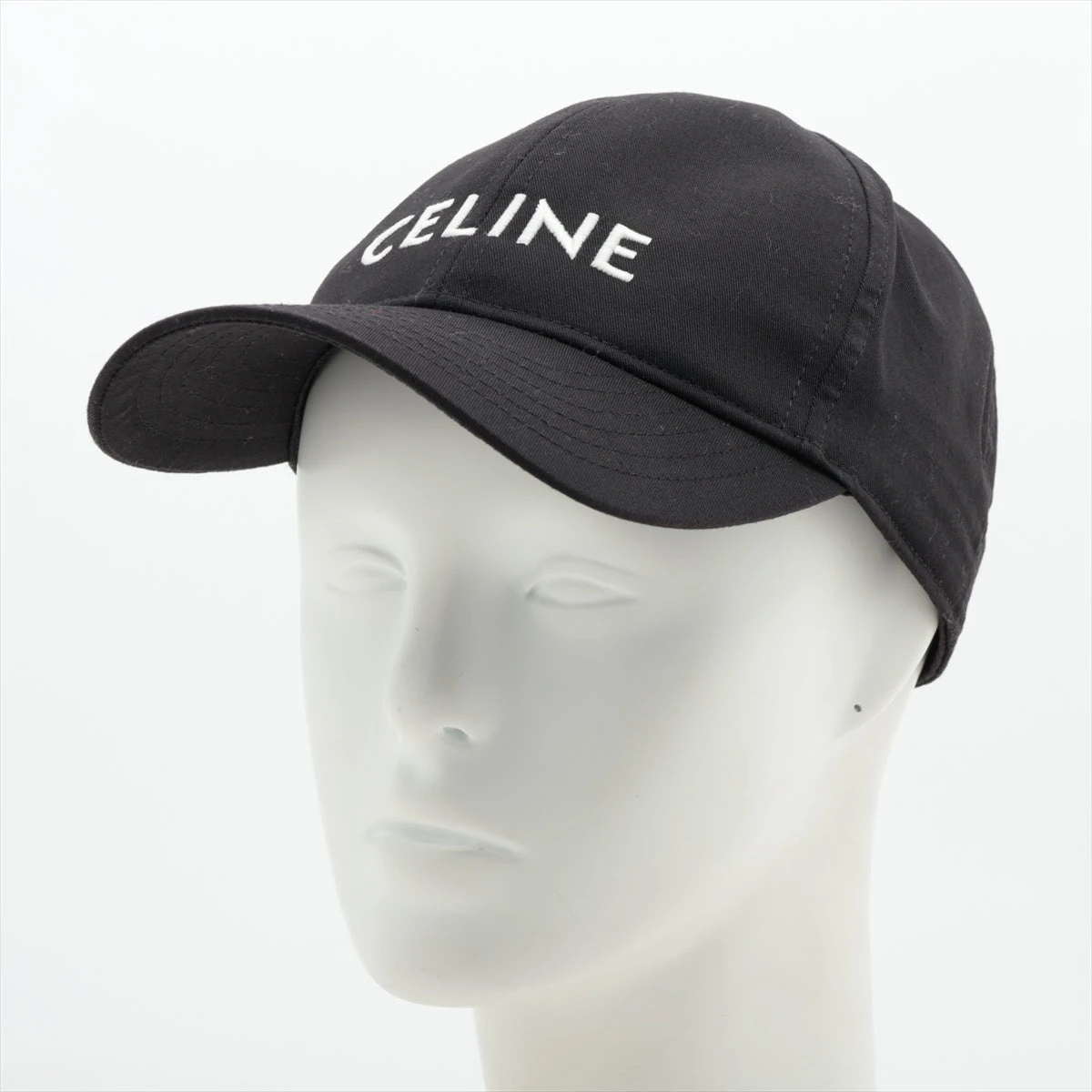 CELINE 黒 キャップ Lsize セリーヌ 2AUS9242N ロゴ キャップ L コットン×ポリエステル ブラック