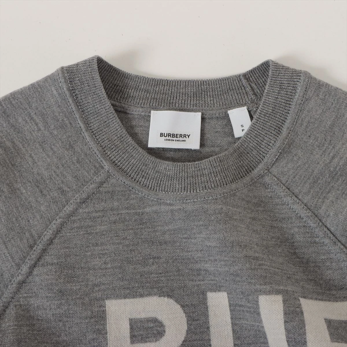 【美品】  Burberry / バーバリー | Horseferry ホースフェリー ウール ニット | S | グレー/ホワイト | レディース BURBERRY - 【美品】 Burberry / バーバリー | Horseferry ホース