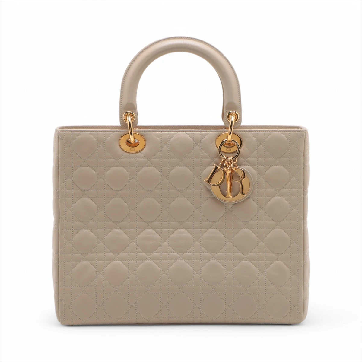 クリスチャンディオールカナージュレザーハンドバッグベージュ