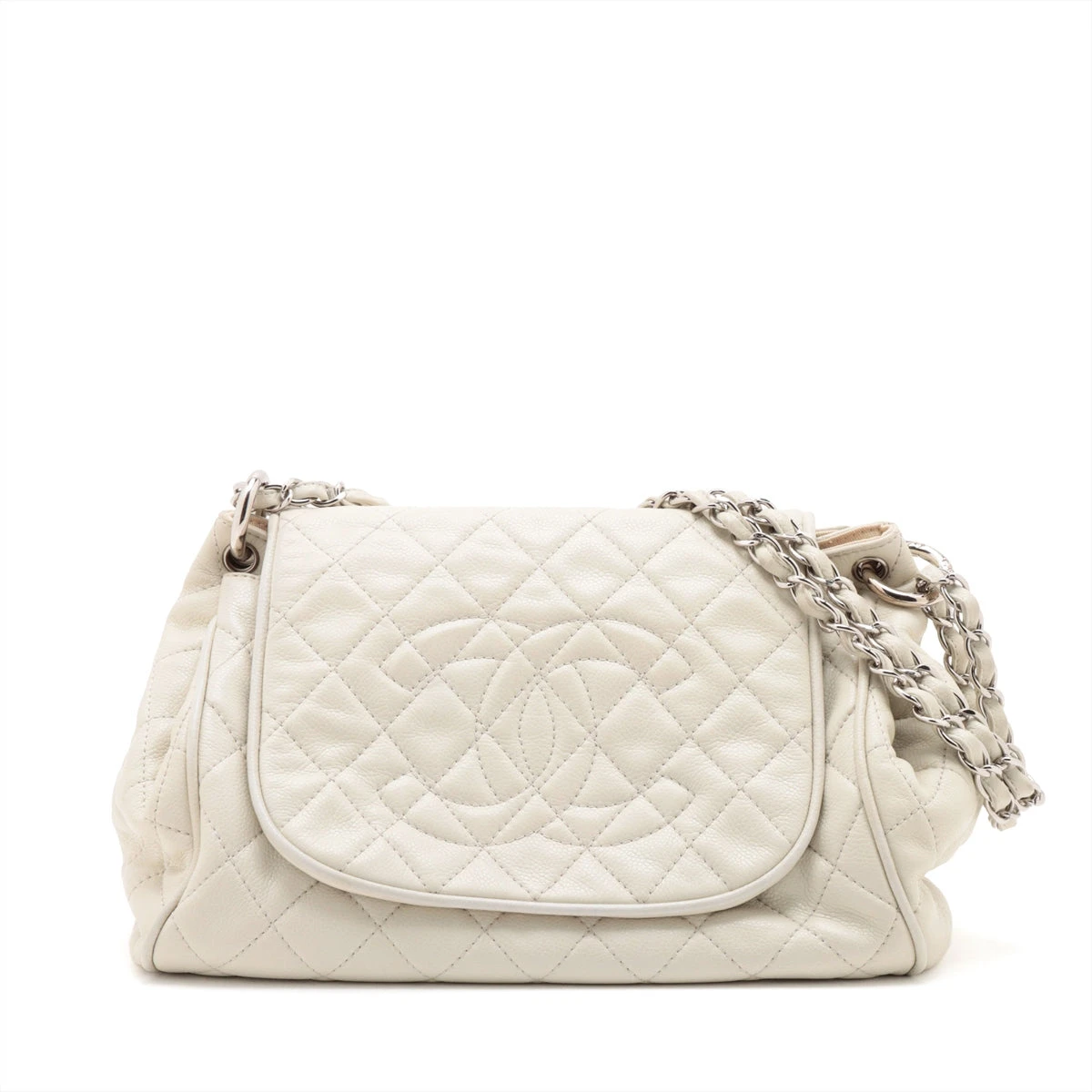 CHANEL シャネル チェーンショルダーバッグココマークキャビア ホワイト