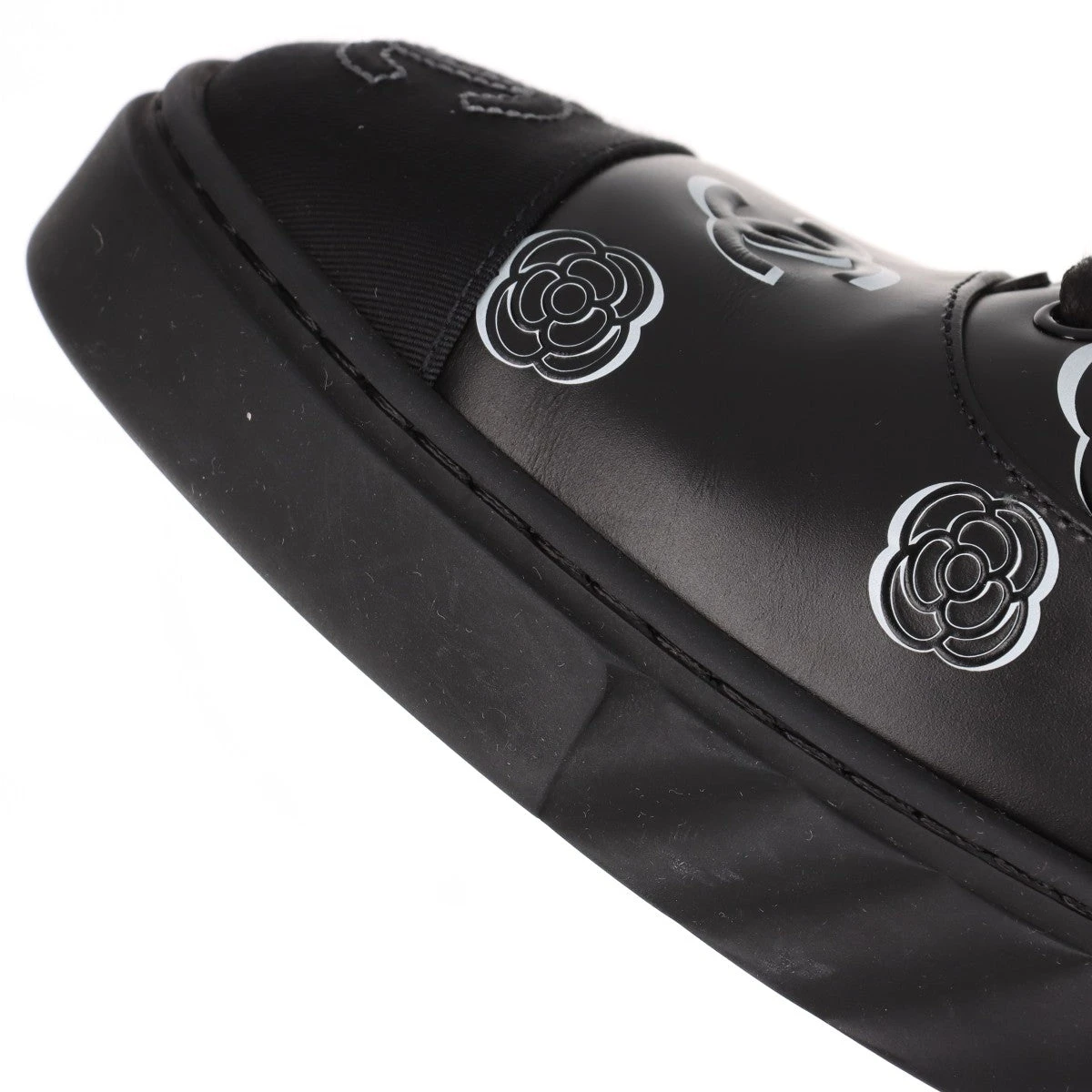 シャネル ココマーク カメリア 23A レザー×ファブリック スニーカー