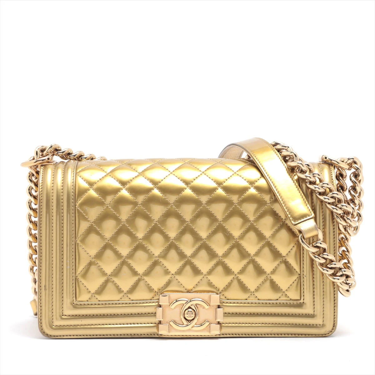 シャネル ボーイシャネル パテントレザー チェーンショルダーバッグ