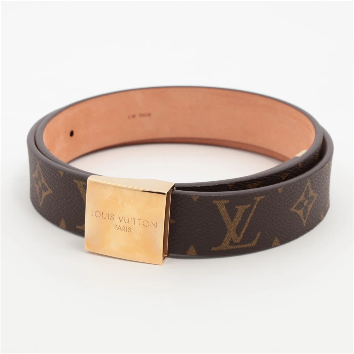 ヴィトン M6800W サンチュール キャレ LW1909 ベルト GP×PVC ゴールド  