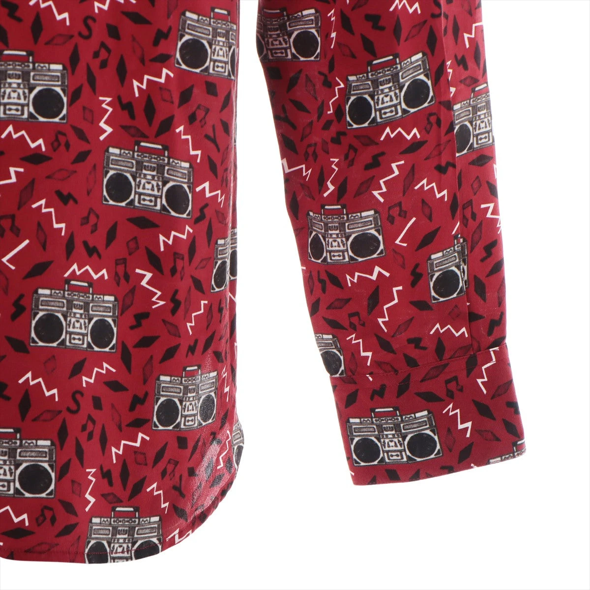 サンローランパリ 19年 シルク シャツ 41 レッド 564172