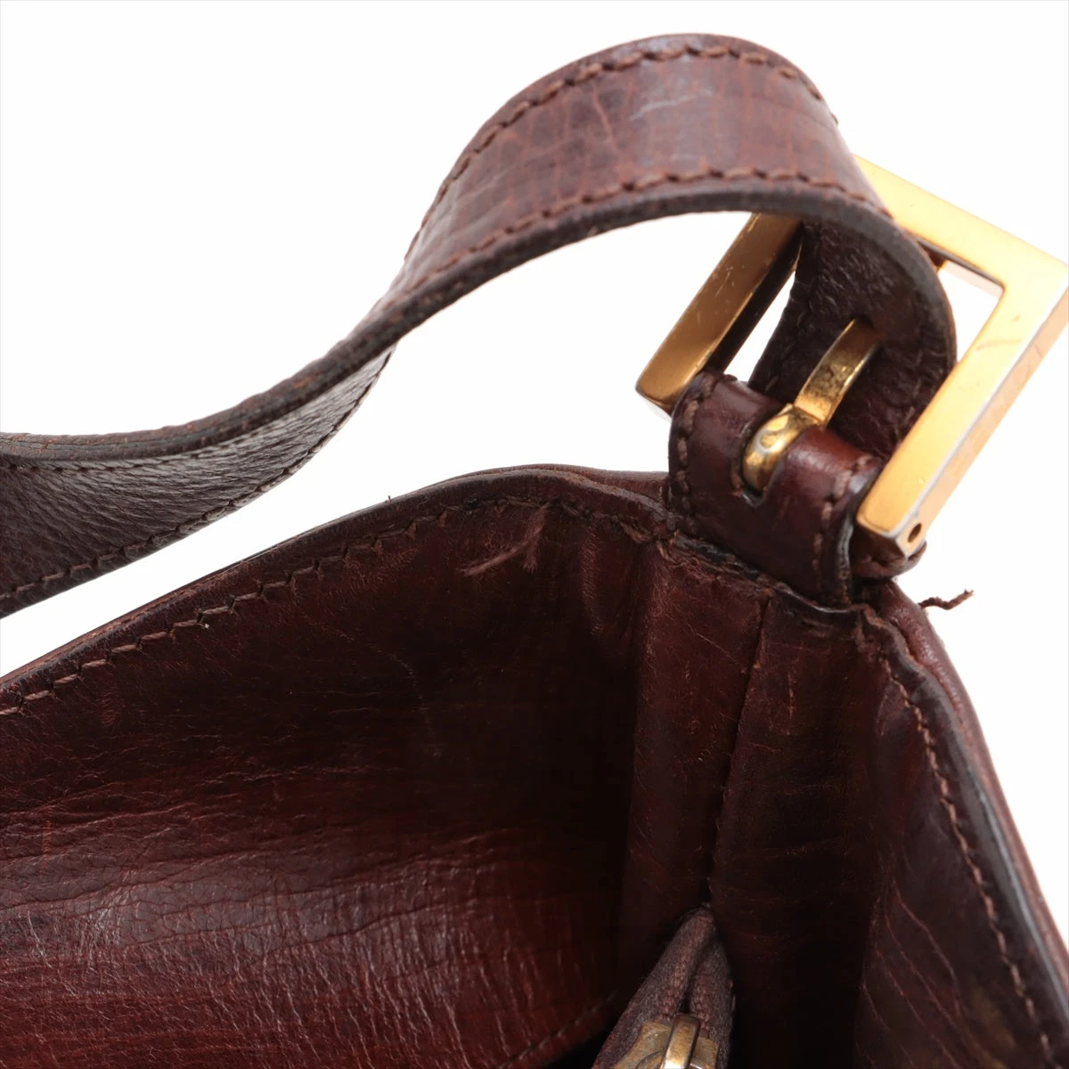 FENDI スエード ショルダーバッグ ダークブラウン フェンディ ズッカ レザー×スエード ショルダーバッグ ブラウン 8BR036