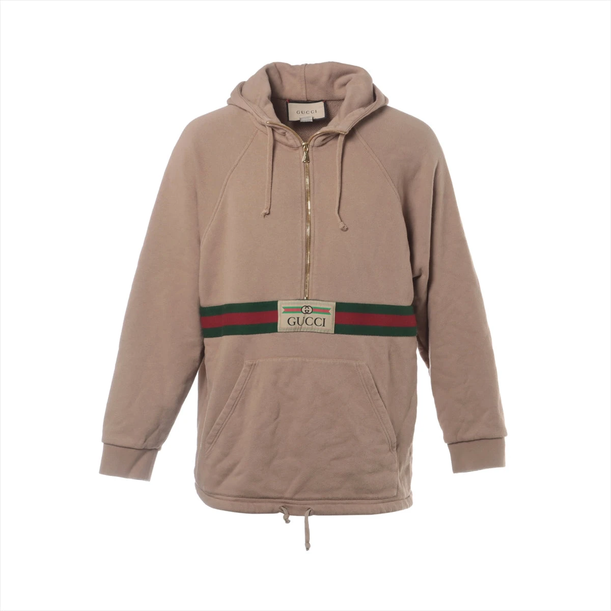 【大人気】GUCCI グッチ 「ウェブ」 パーカー コットン グッチ ウェブ コットン パーカー M ブラウン 644656 ハーフ