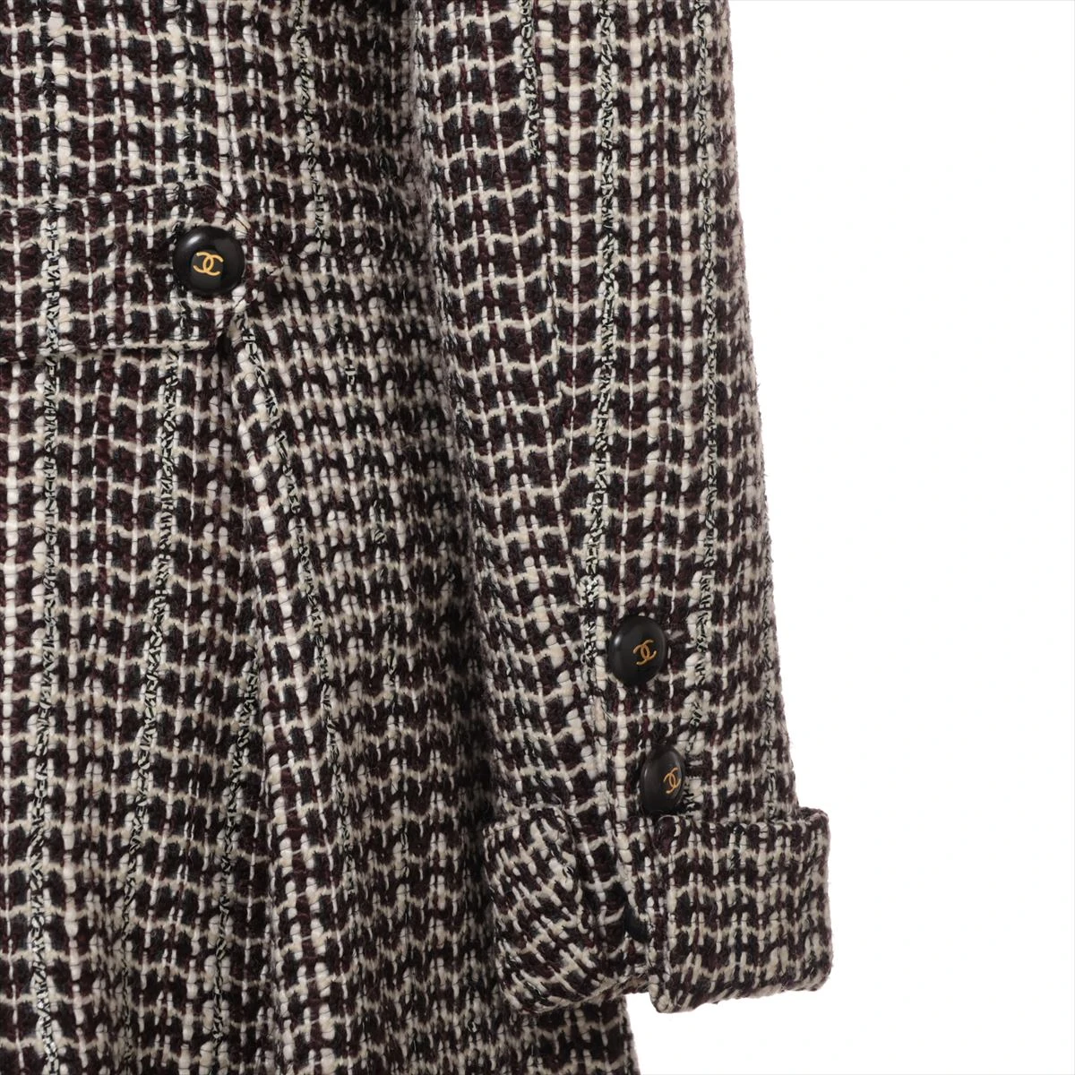 シャネル 01A ウール×レーヨン コート 40 レディース ホワイト  