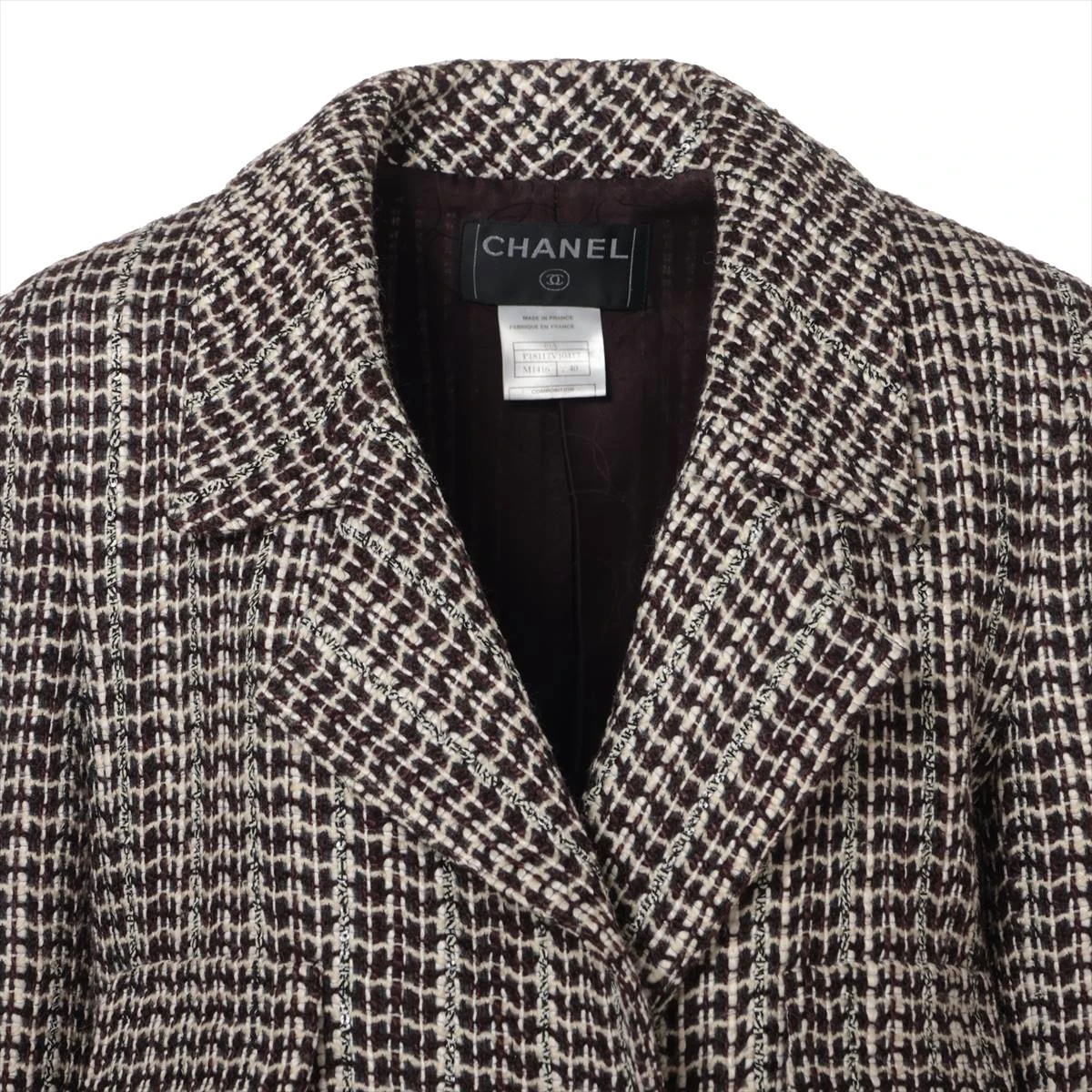 シャネル 01A ウール×レーヨン コート 40 レディース ホワイト  