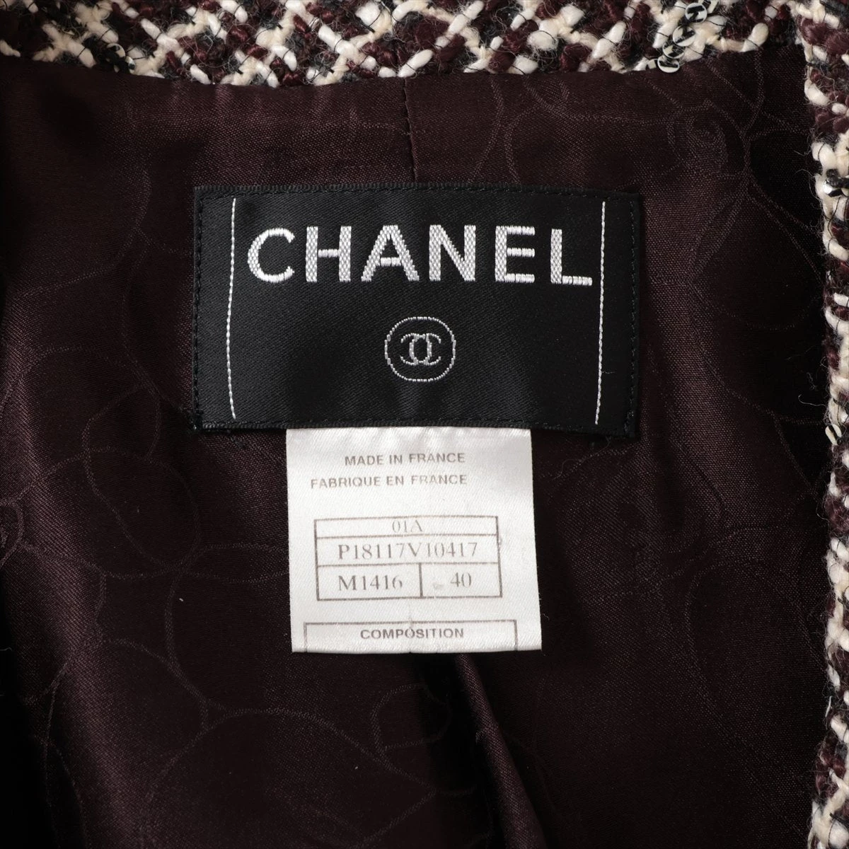 シャネル 01A ウール×レーヨン コート 40 レディース ホワイト  