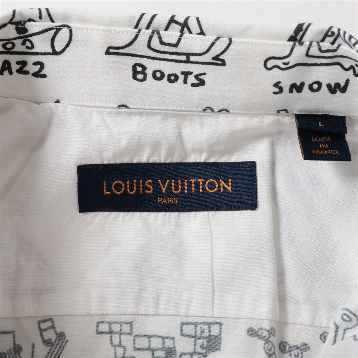 ヴィトン 21SS コットン シャツ L メンズ ブラック×ホワイト RM211M LV 