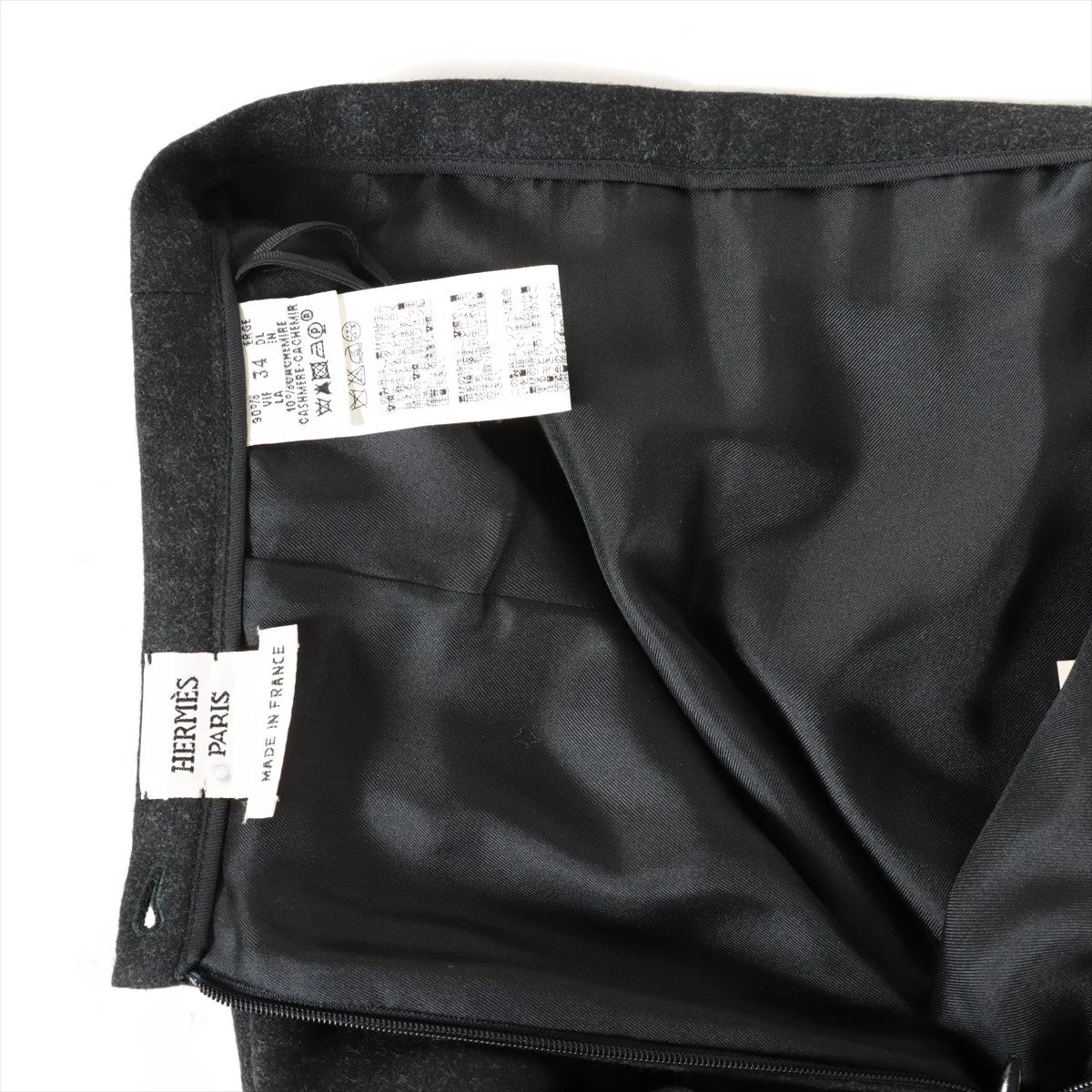 エルメス ウール×カシミヤ スカート 34 レディース グレー