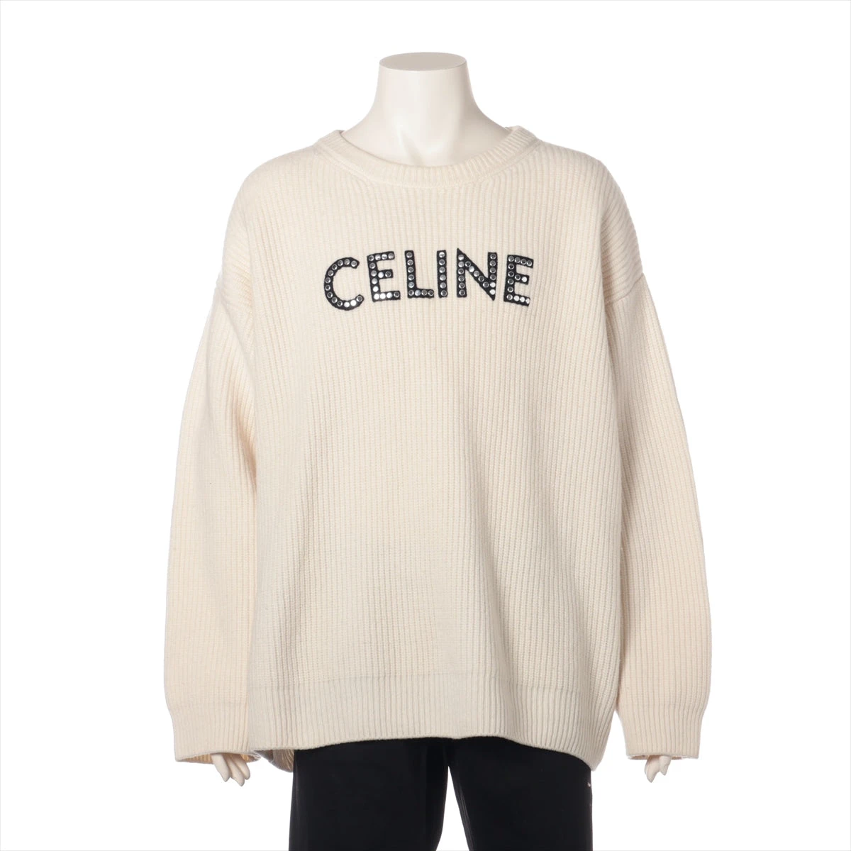 CELINE セリーヌ マカダム トリオンフ ニット トップス アパレル セーター ベージュ メンズ【中古】 CELINE セリーヌ ニット PULL COL ROND BOXY TRIOMPHE 2AC85048T