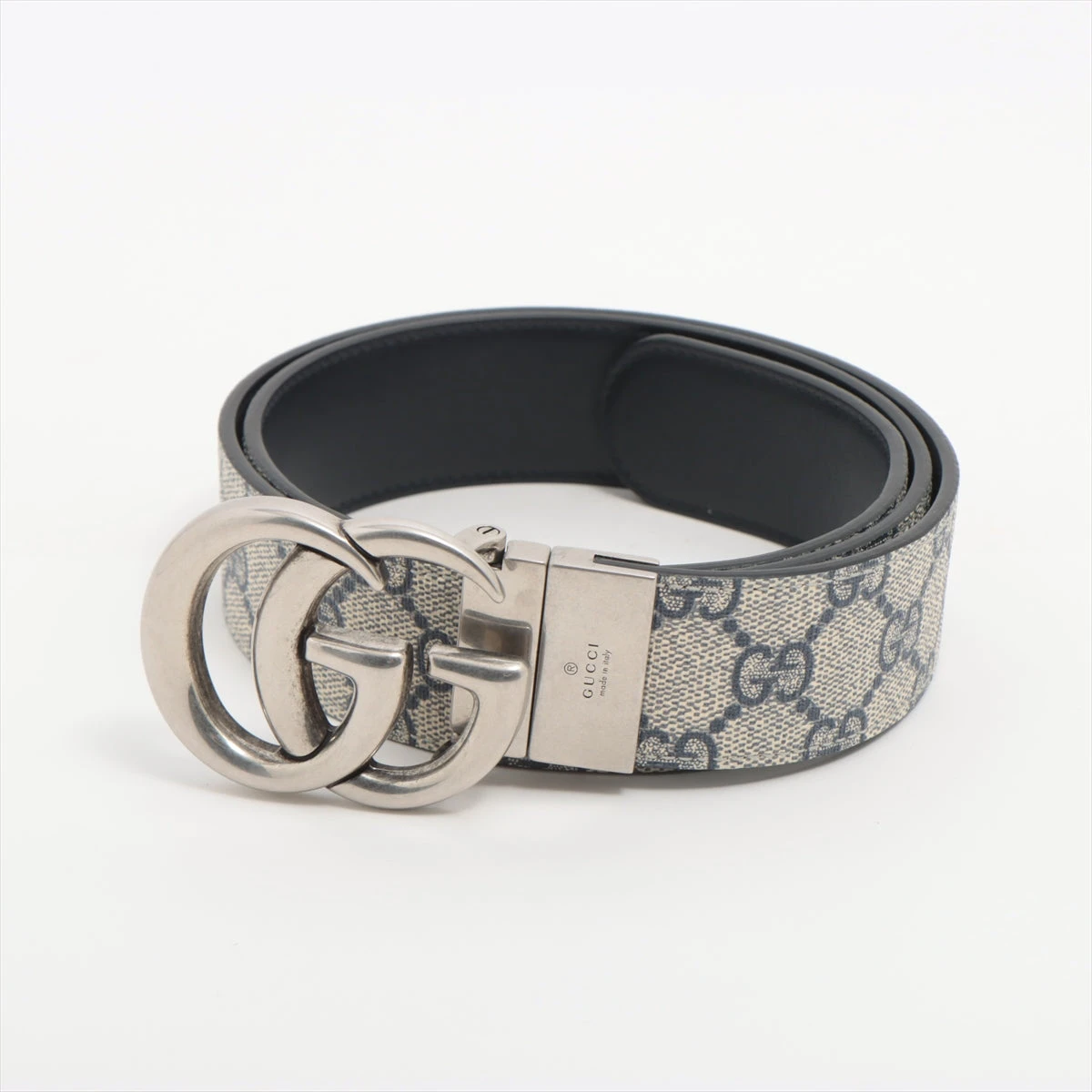 グッチ 627055 GGマーモント ベルト 90/36 PVC×レザー ネイビー