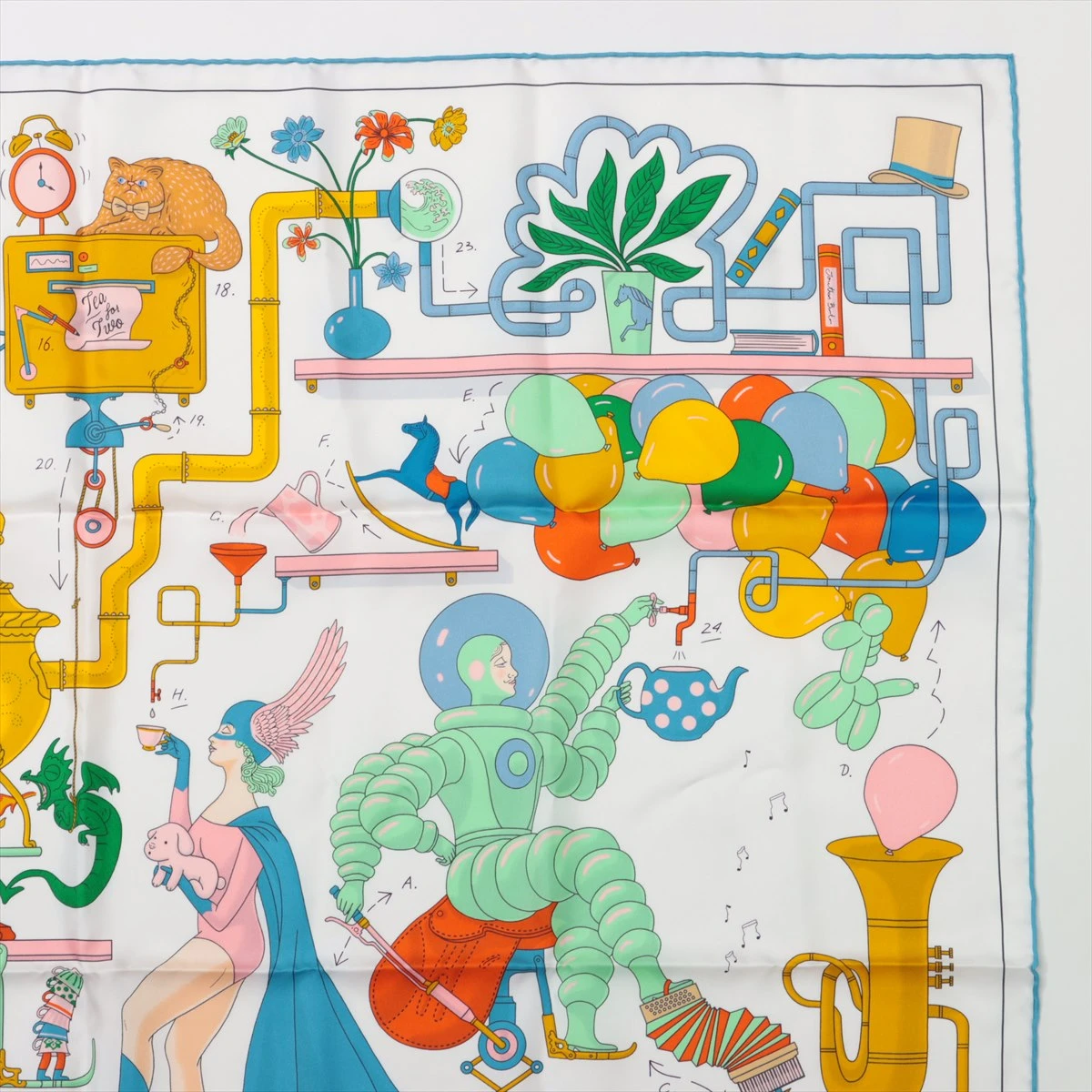 エルメス カレ90 エルメス ストーリー スカーフ シルク ブルー シワ