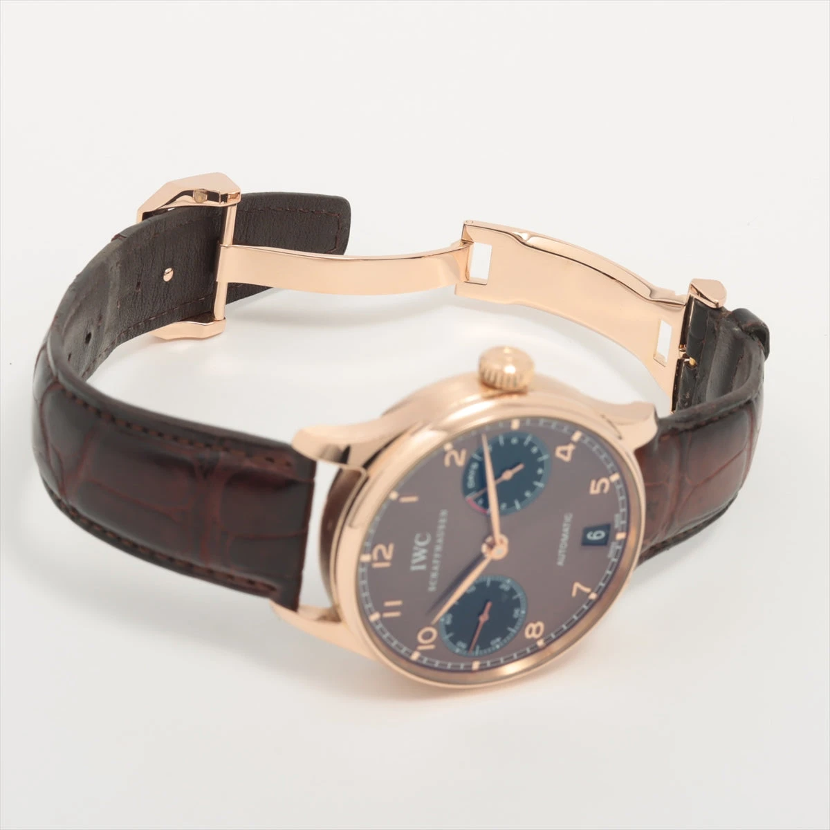 IWC ポルトギーゼ 7DAYS IW500124 3872985 RG×革 AT ブラウン文字盤