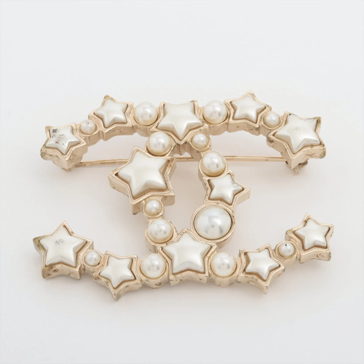 【パールとスター♡】CHANEL ピアス CHANEL ココマーク フェイクパール スター付き ピアス メッキ