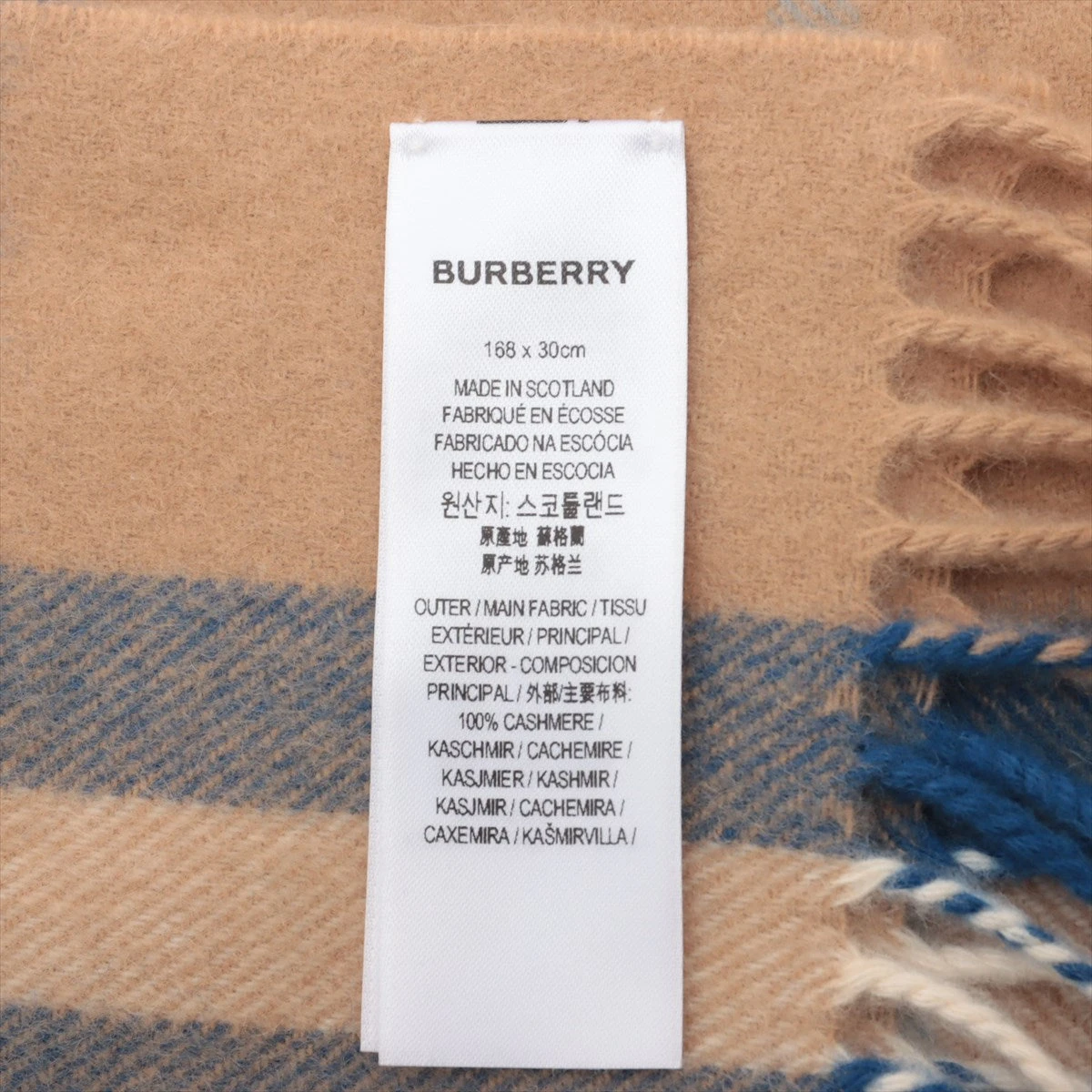 バーバリー ノバチェック マフラー カシミヤ ベージュ×ブルー A3483365