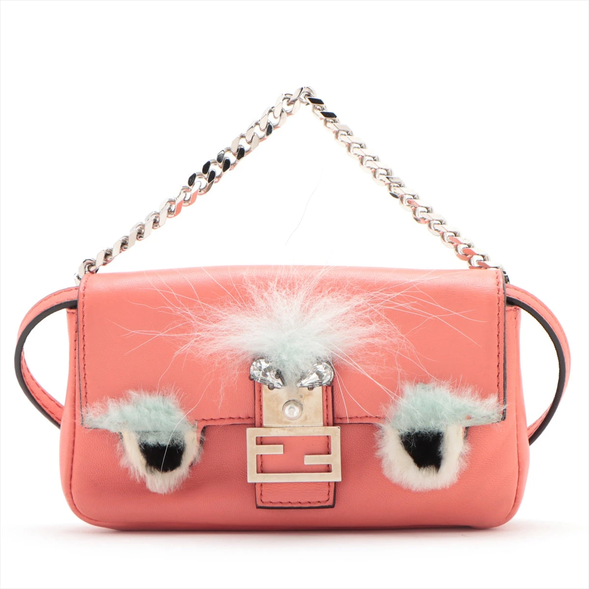 FENDI モンスター マイクロマンマバゲット ショルダーバッグ レザー0225 FENDI モンスター マイクロマンマバゲット ショルダーバッグ
