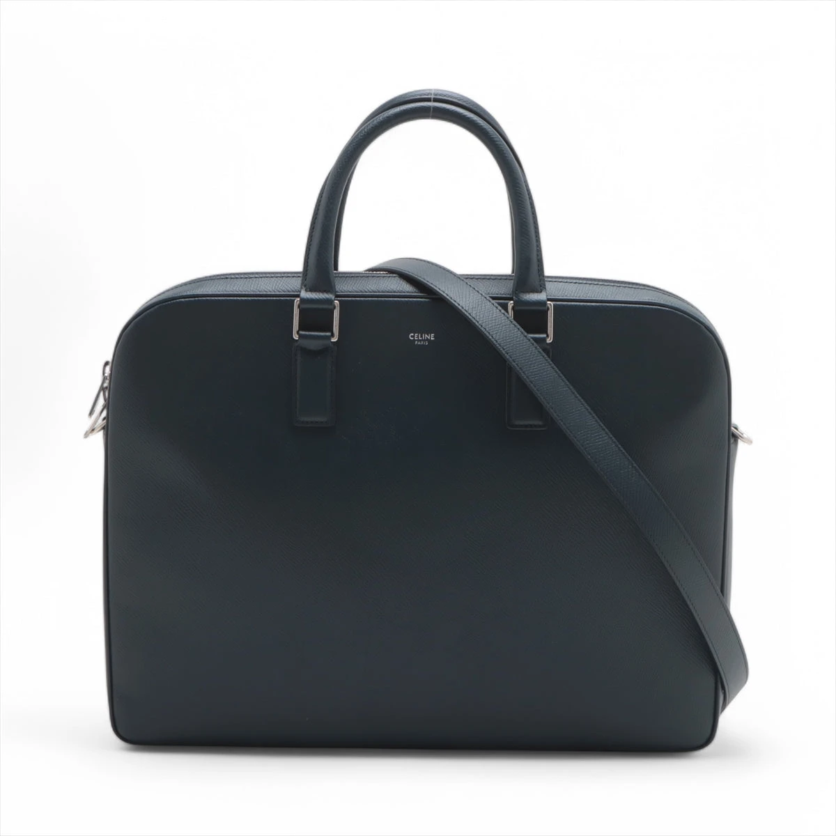 セリーヌ レザー 2WAYビジネスバッグ ネイビー A3475848｜中古