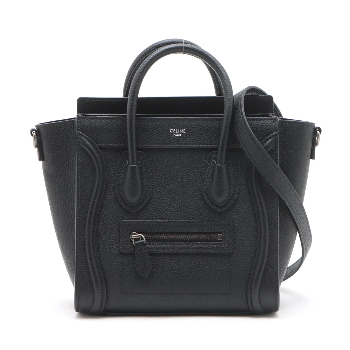 セリーヌ ラゲージ ナノショッパー レザー 2WAYハンドバッグ ブラック  