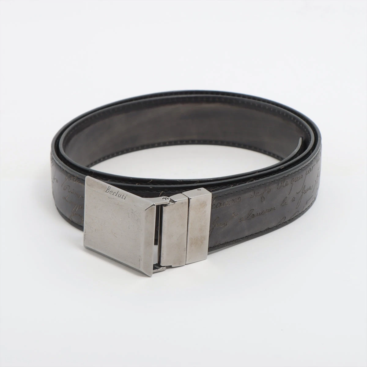 ◇ベルルッティ◇レザー/カリグラフィ/ベルト/ブランド　　リバーシブル ベルルッティ カリグラフィ ベルト 95/38 レザー×メタル ブルー
