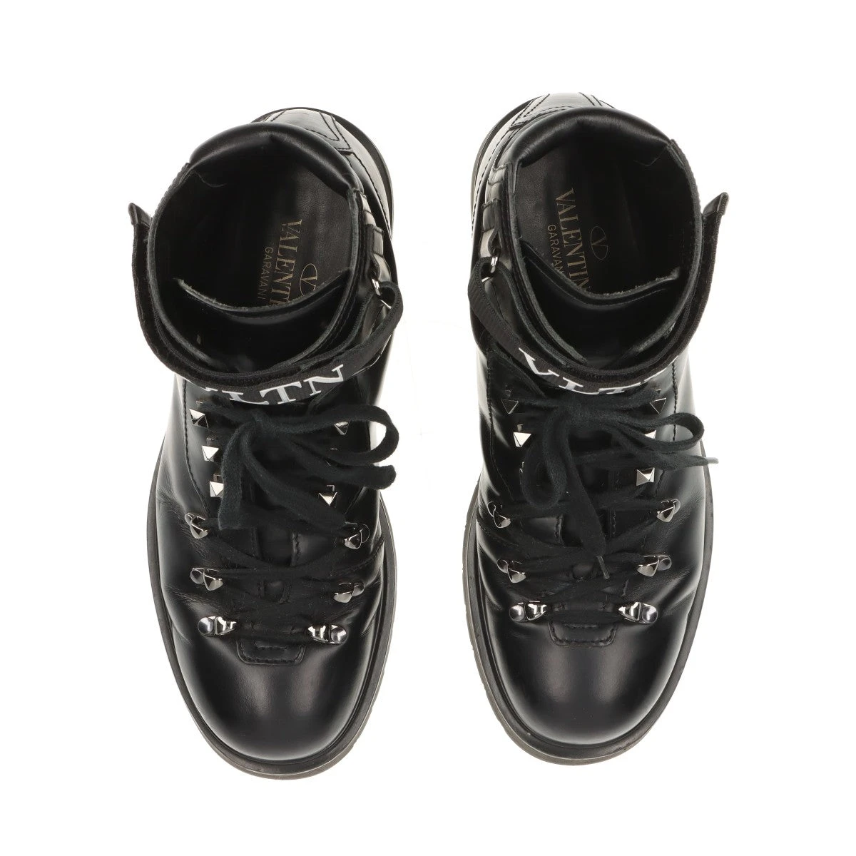 ヴァレンティノ 37 24.0 ロックスタッズ ショートブーツ レザー ブラック VALENTINO ヴァレンティノ ブーツ シューズ ロックスタッズ