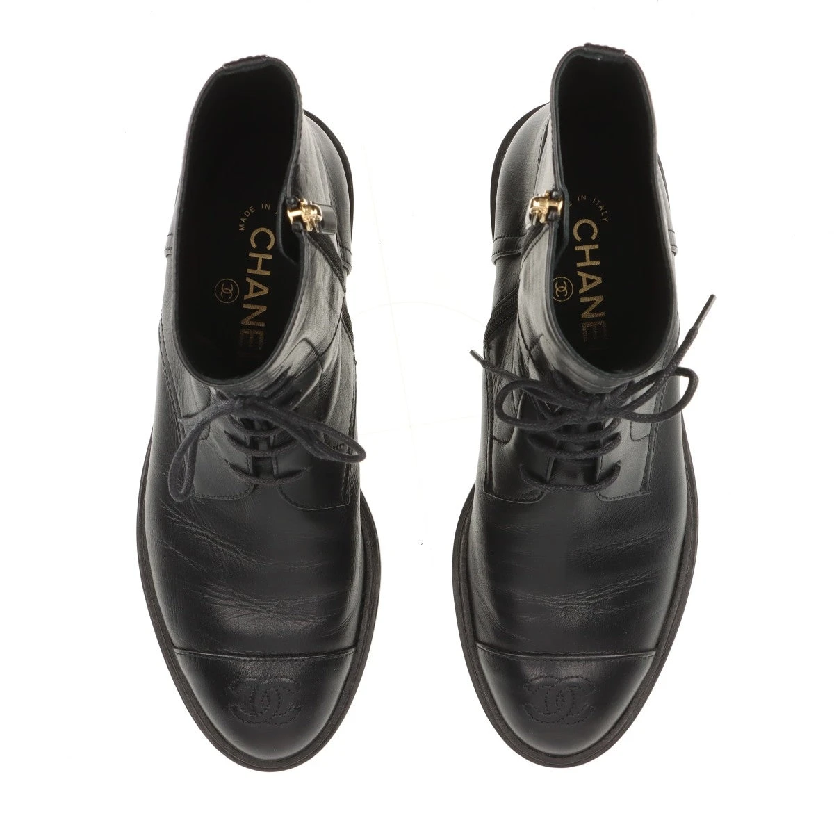 【正規品】シャネル CHANEL ココマークチェーンレザー ショートブーツ 38 シャネル ココマーク レザー ショートブーツ 38 レディース ブラック