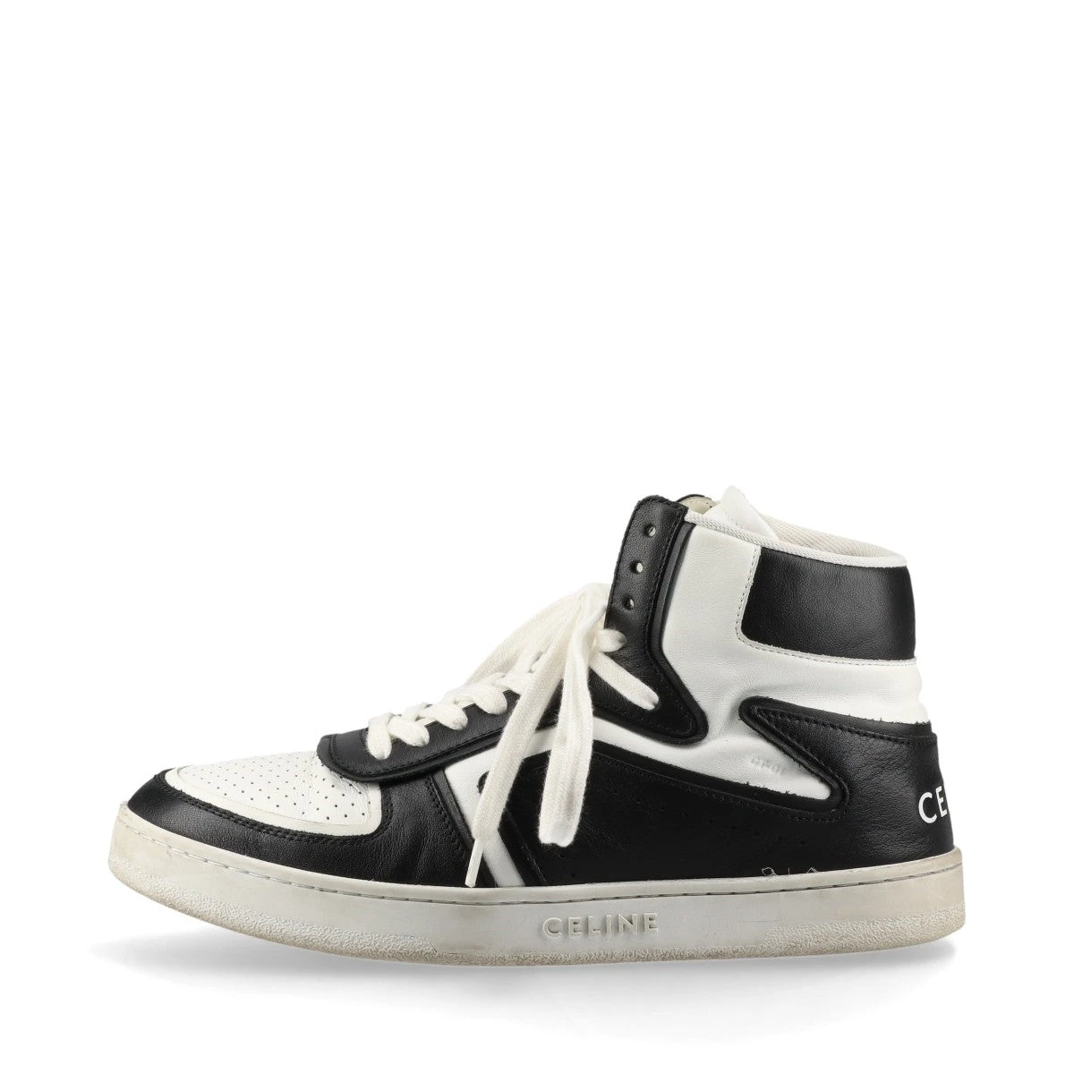 CELINE スニーカー ホワイト/ブラック セリーヌ CT-01 エディ期 レザー ハイカットスニーカー 41 メンズ