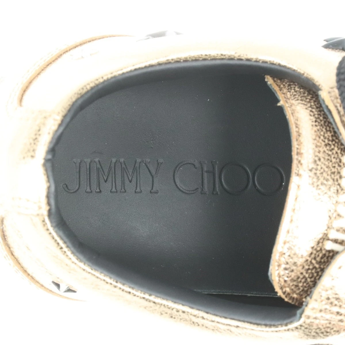 ジミーチュウ CASH レザー スニーカー 42 メンズ ゴールド×ブラック