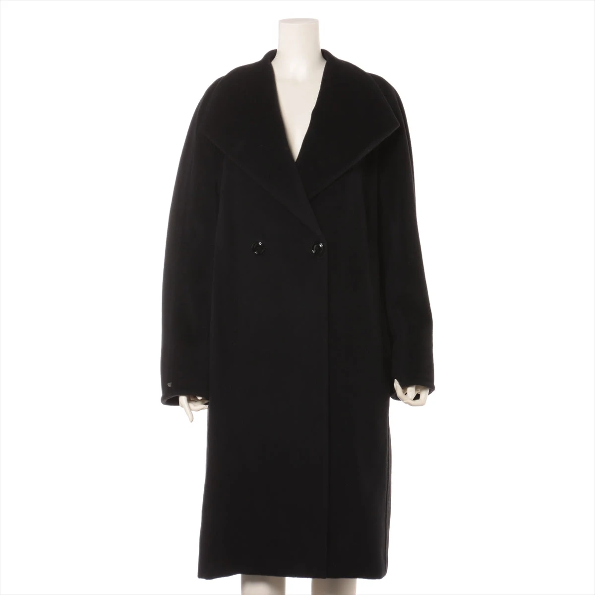 マックスマーラ ウール×カシミヤ コート 44 レディース ブラック 裾に