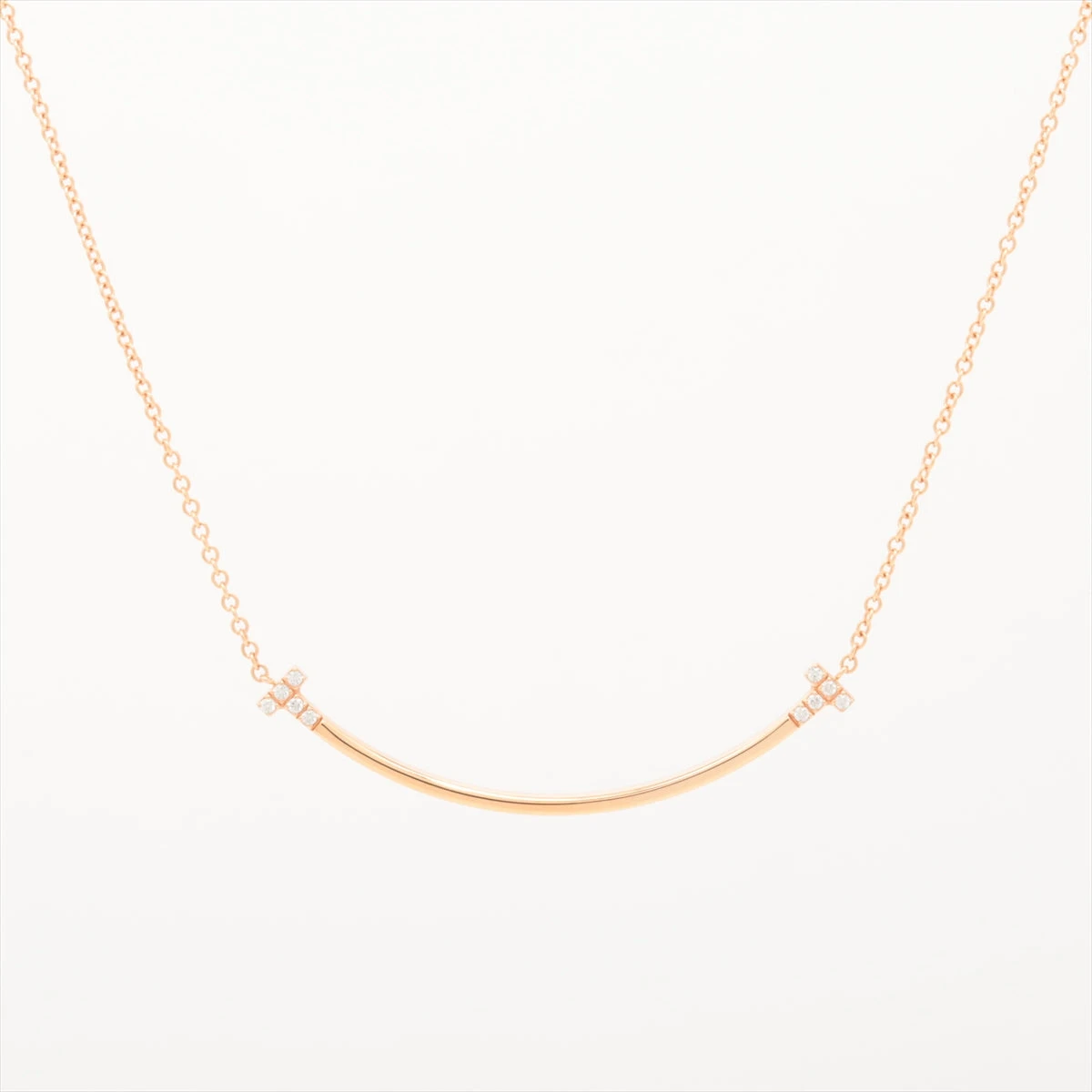 ティファニー Tスマイル スモール ダイヤ ネックレス 750(PG) 2.6g