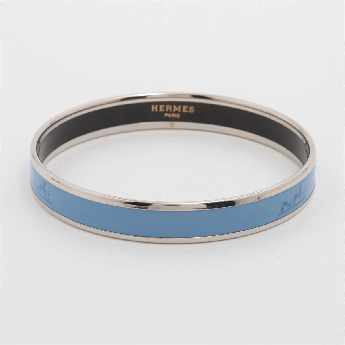 HERMES　エルメス　エマイユバングル　シルバー×ブラック エルメス エマイユPM カレーシュ バングル ブレスレット