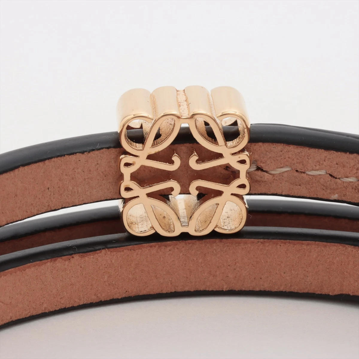 LOEWE ロエベ アナグラム レザー ブレスレット ブラウン ロエベ アナグラム ブレスレット GP×革 ブラウン A3487121｜中古