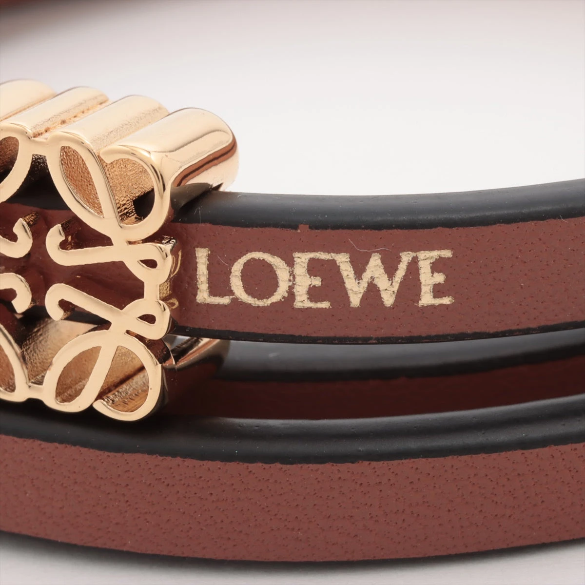 LOEWE ロエベ アナグラム レザー ブレスレット ブラウン ロエベ アナグラム ブレスレット GP×革 ブラウン A3487121｜中古