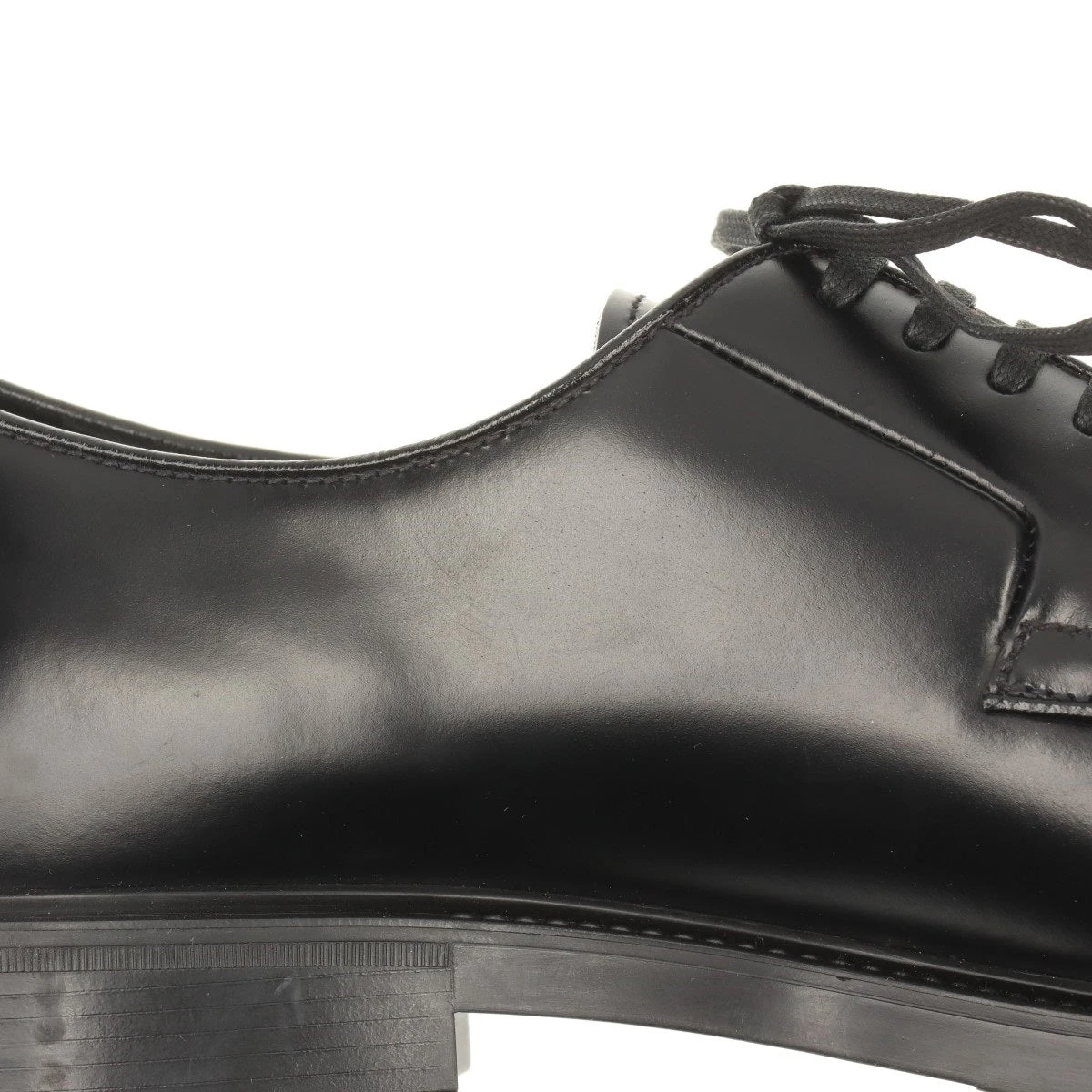 プラダ レザー レザーシューズ 8.5 メンズ ブラック DNC115 ロゴ