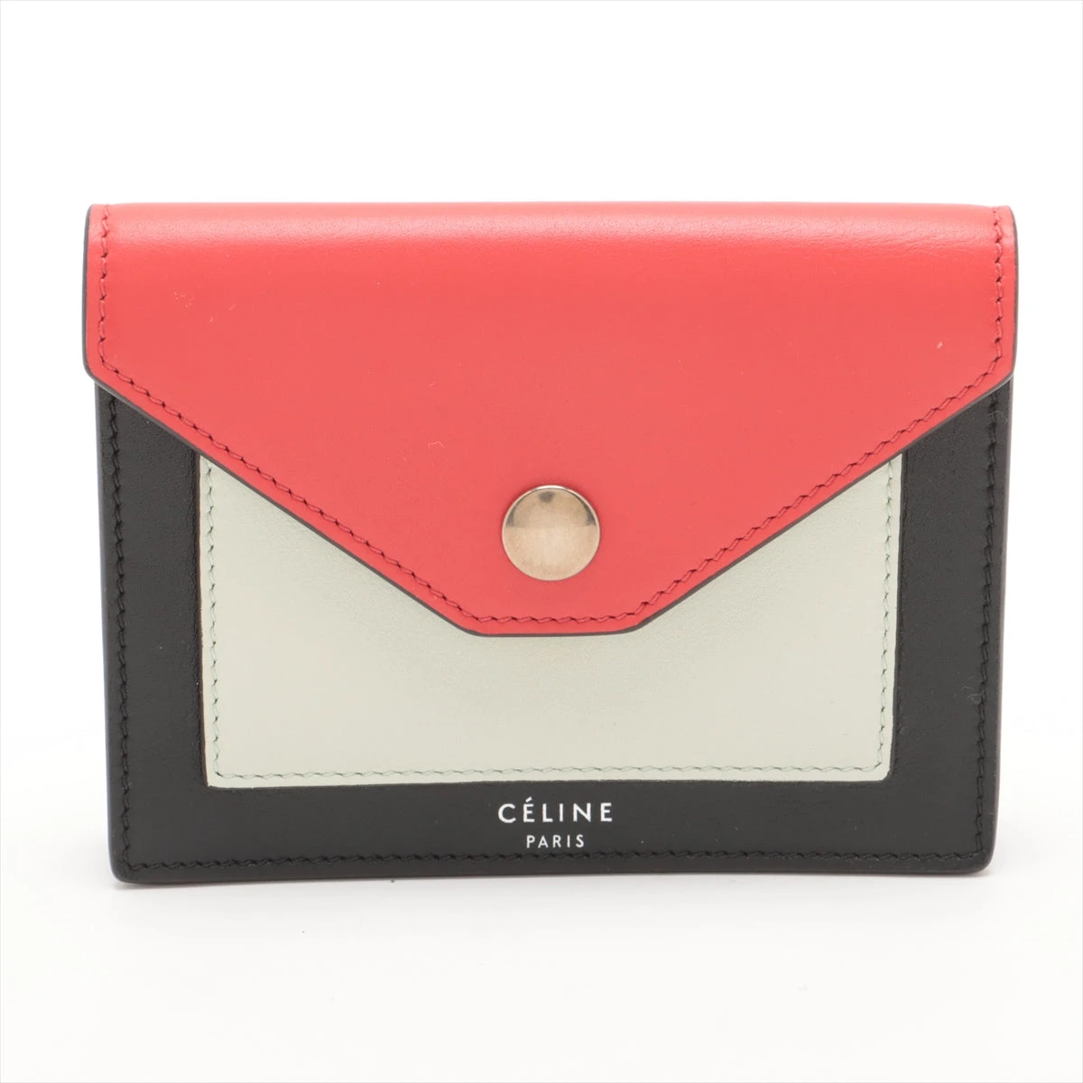 セリーヌ ポケット トライフォールデッド レザー カードケース マルチ  