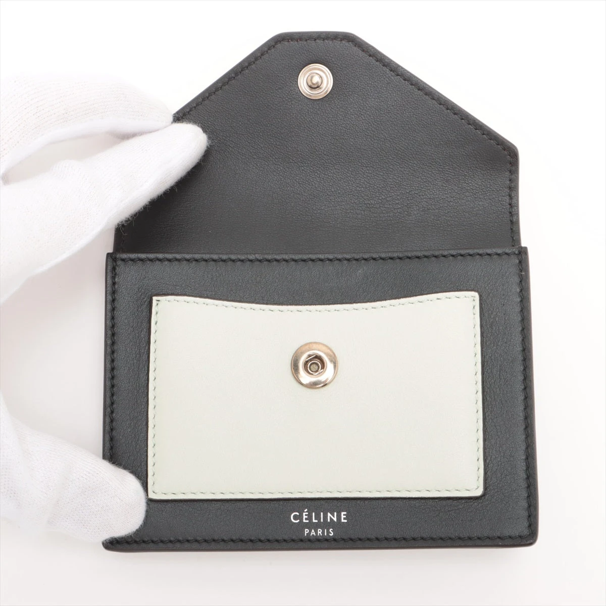 セリーヌ ポケット トライフォールデッド レザー カードケース マルチ  