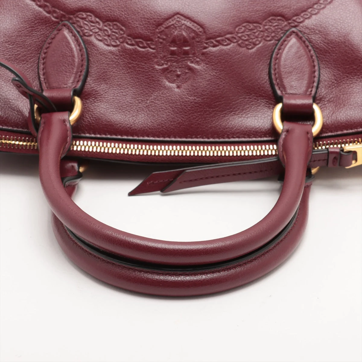 プラダ グレースカーフ レザー 2WAYハンドバッグ ボルドー