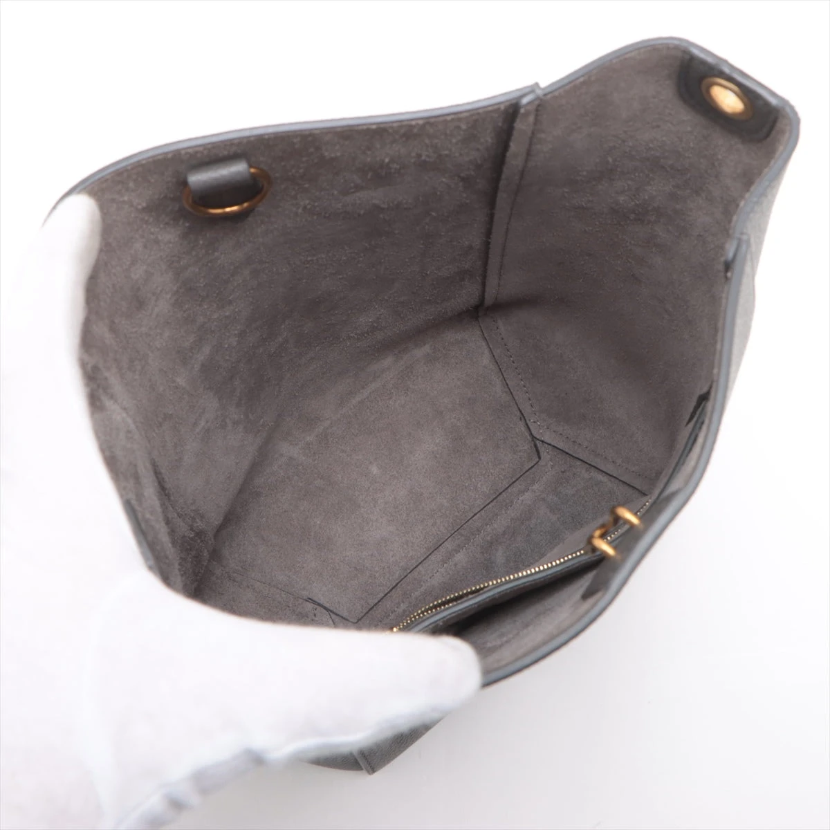 セリーヌ　サングルバケットスモール(グレー) セリーヌ サングルバケット スモール レザー ショルダーバッグ グレー