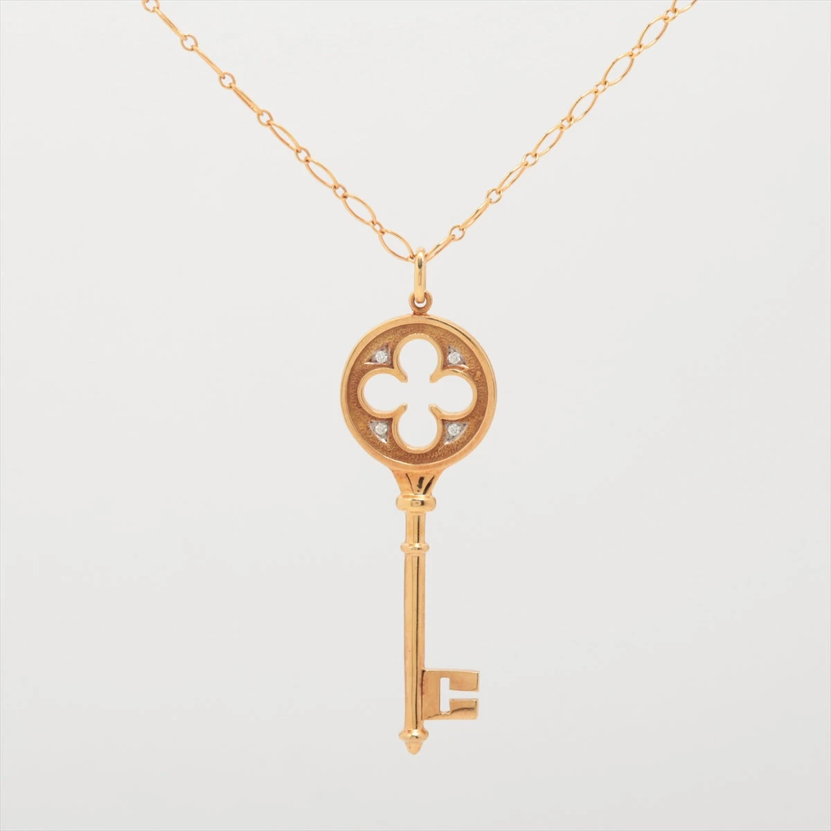 ティファニー クローバーキー ダイヤ ネックレス 750(YG×WG