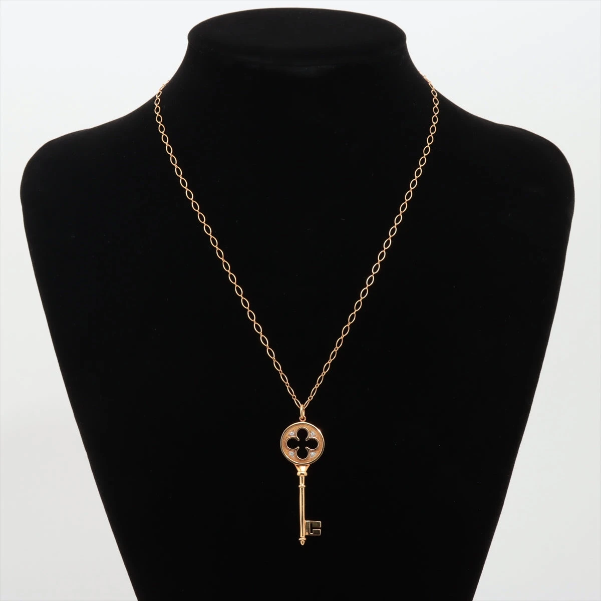 ティファニー クローバーキー ダイヤ ネックレス 750(YG×WG) 10.5g